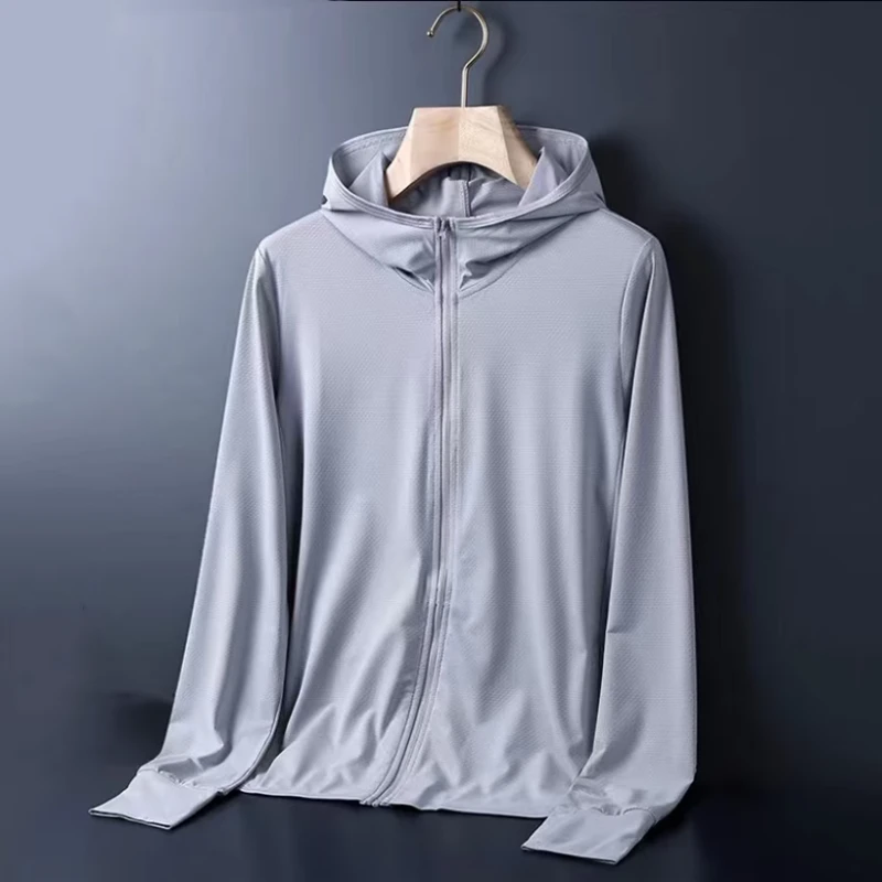 连帽冰丝防晒衣男女夏季薄款网眼长袖透气户外运动钓鱼防晒服外套