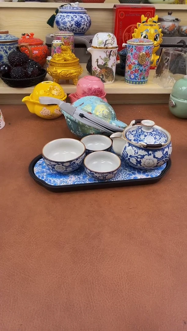 陶瓷茶具摆件旅行套组