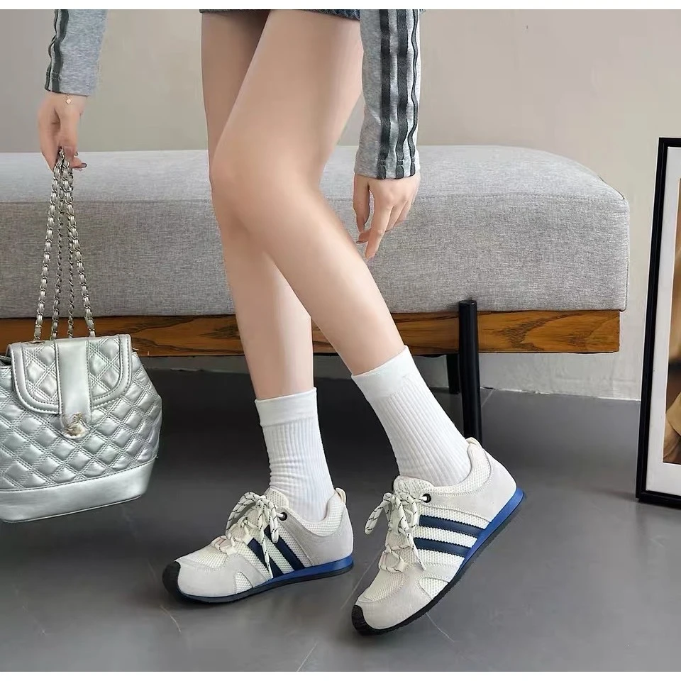 C8797  米色  时尚百搭厚底圆头系带阿甘鞋女休闲鞋