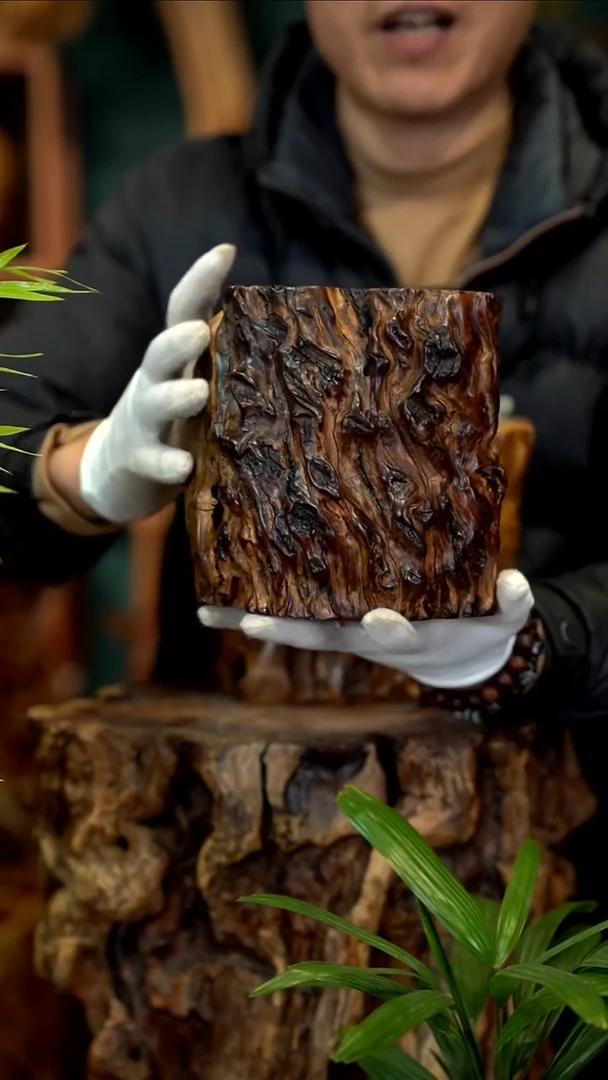 木雷击枣木笔筒