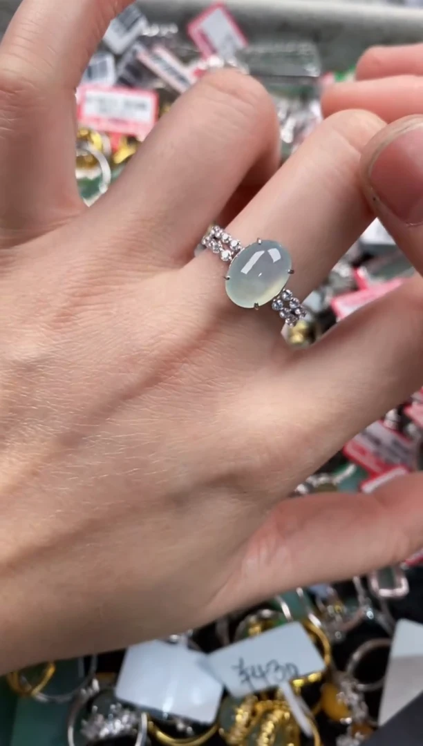 银S925镶嵌戒指翡翠999               2