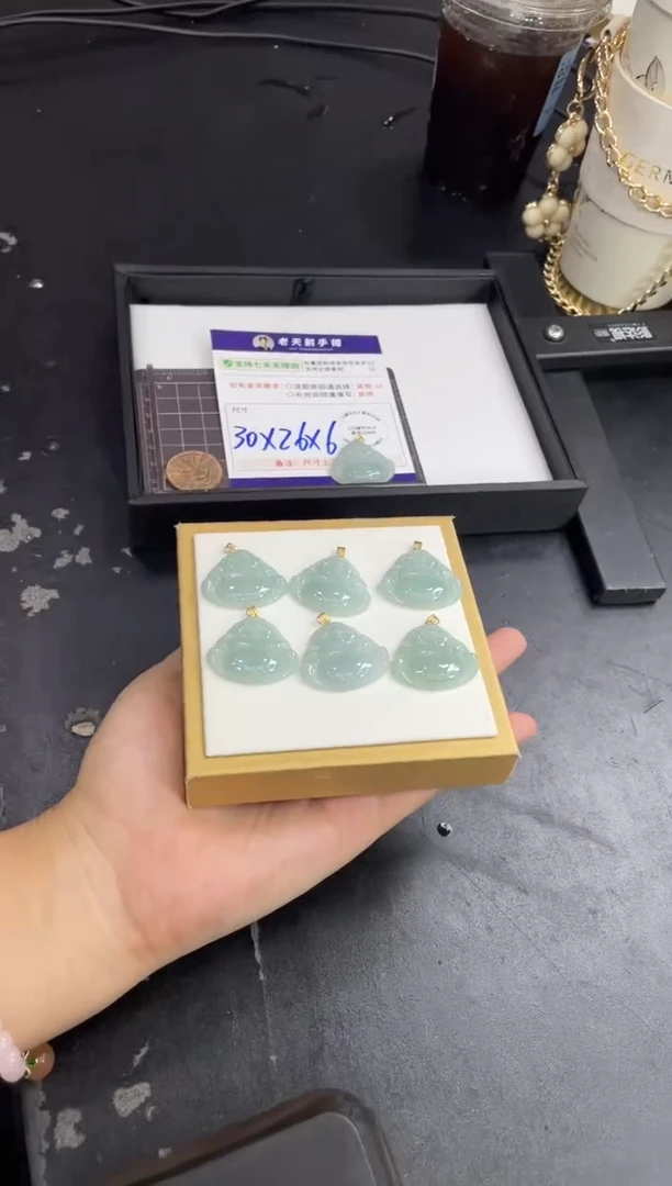 翡翠挂件18K金镶嵌佛公FL09/多样性发其一CP配绳