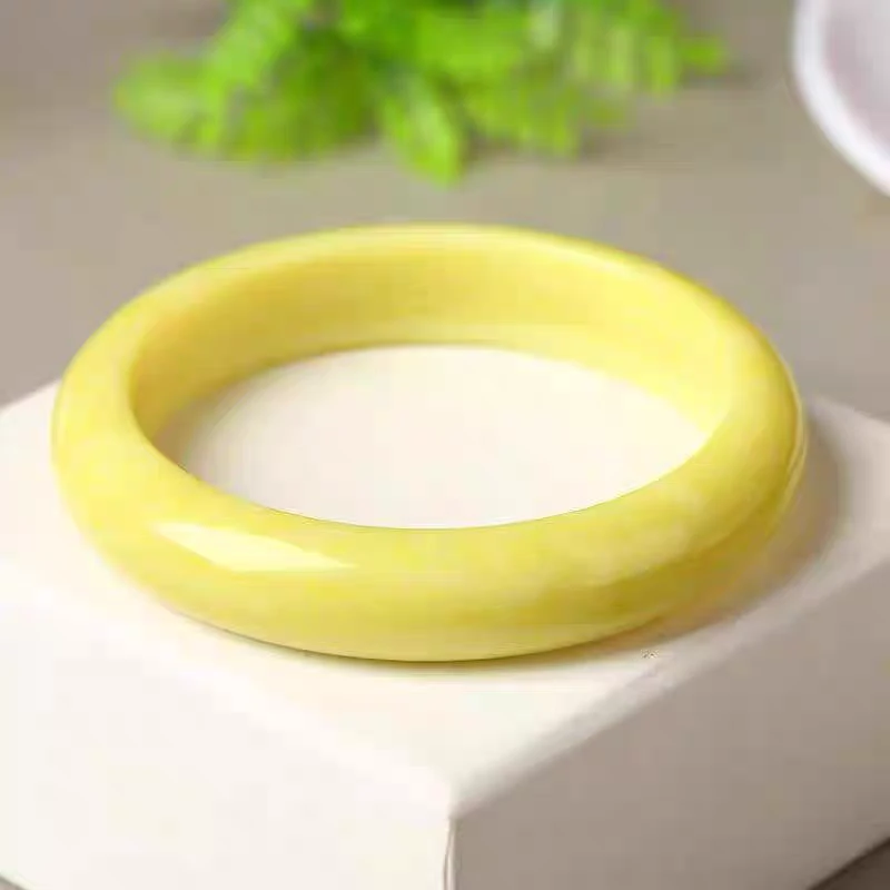 1385号-精品黄色玉化正圈｜圆条｜轮胎手镯多样性