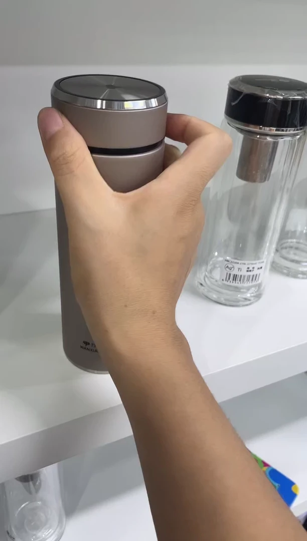 高硼硅玻璃无手柄款象家保温杯h125-430ml褐