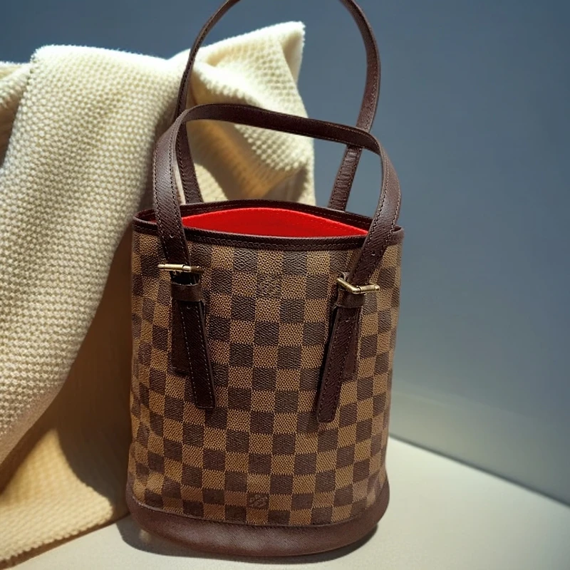 95新 LouisVuitton/路易威登  棕棋盘格水桶包 1188 8914