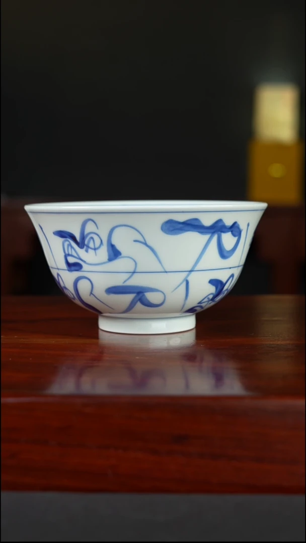 祖传窑  真柴窑传承400年刀纹茶花碗