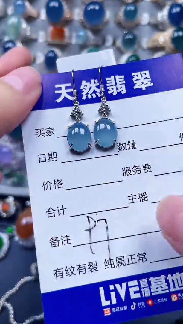 银S925镶嵌翡翠耳饰97