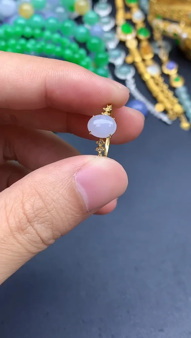 18K金镶嵌戒指翡翠116-春日珠宝1