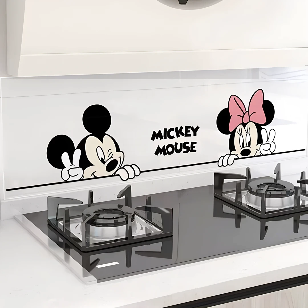 米奇米妮厨房贴膜耐高温油烟机灶台墙面自粘贴防水壁纸透xy贴纸