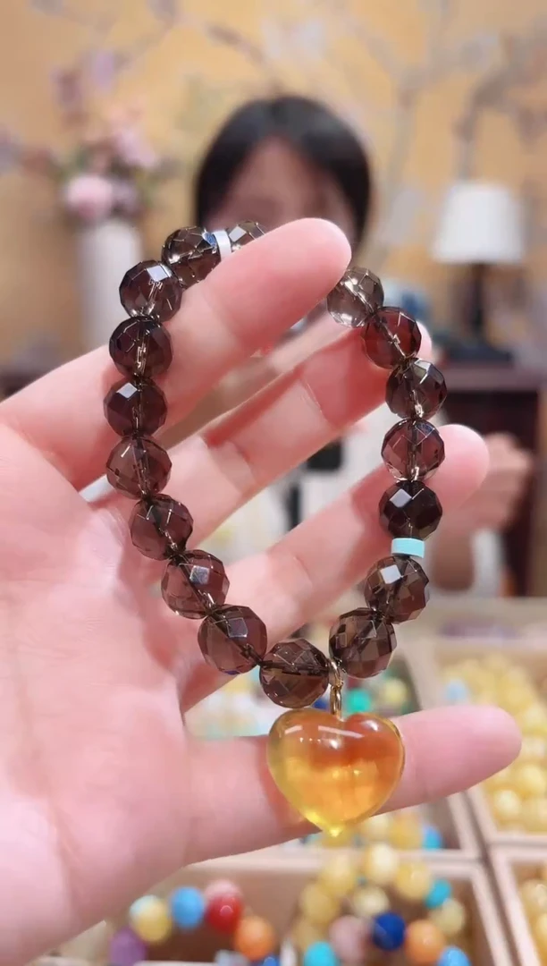 18K金镶嵌手链水晶天然茶晶设计款