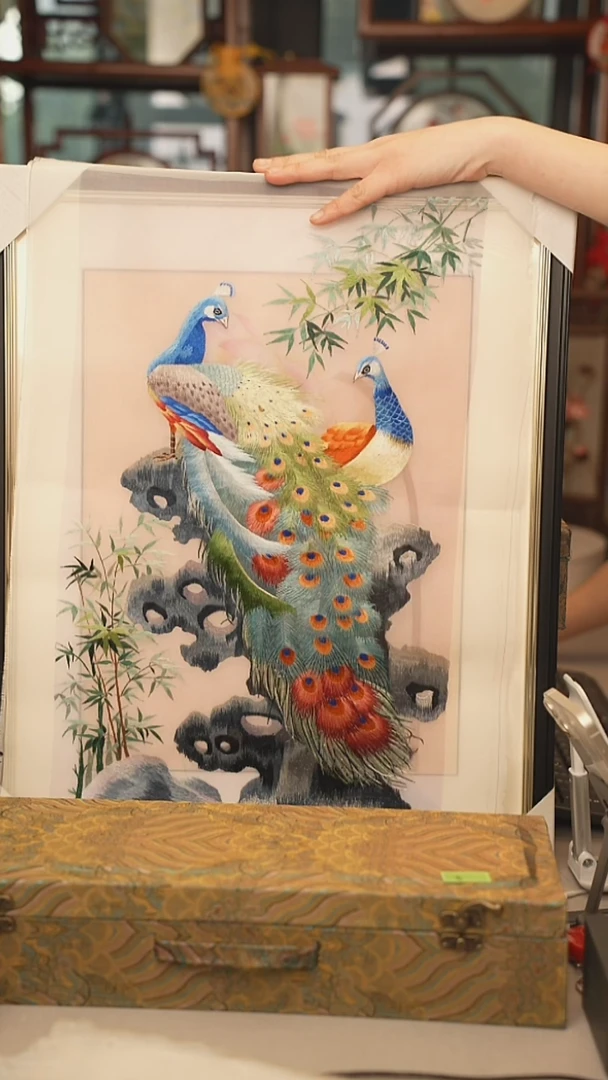 扇子苏绣绣片 30乘50