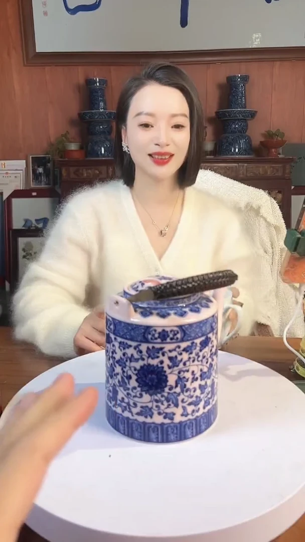 摆件陶景德镇陶瓷青花摆件25