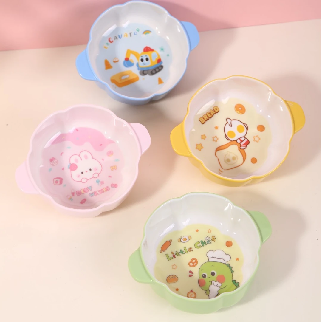 不动星萌可爱儿童辅食餐具耐摔儿童小孩训练双耳碗系列家用创意