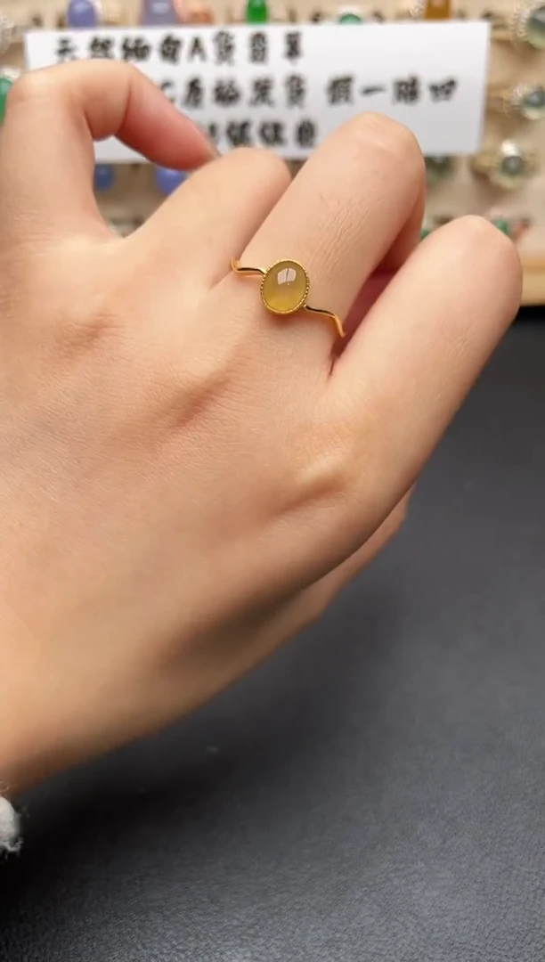 银S925镶嵌戒指翡翠一物一证一礼盒