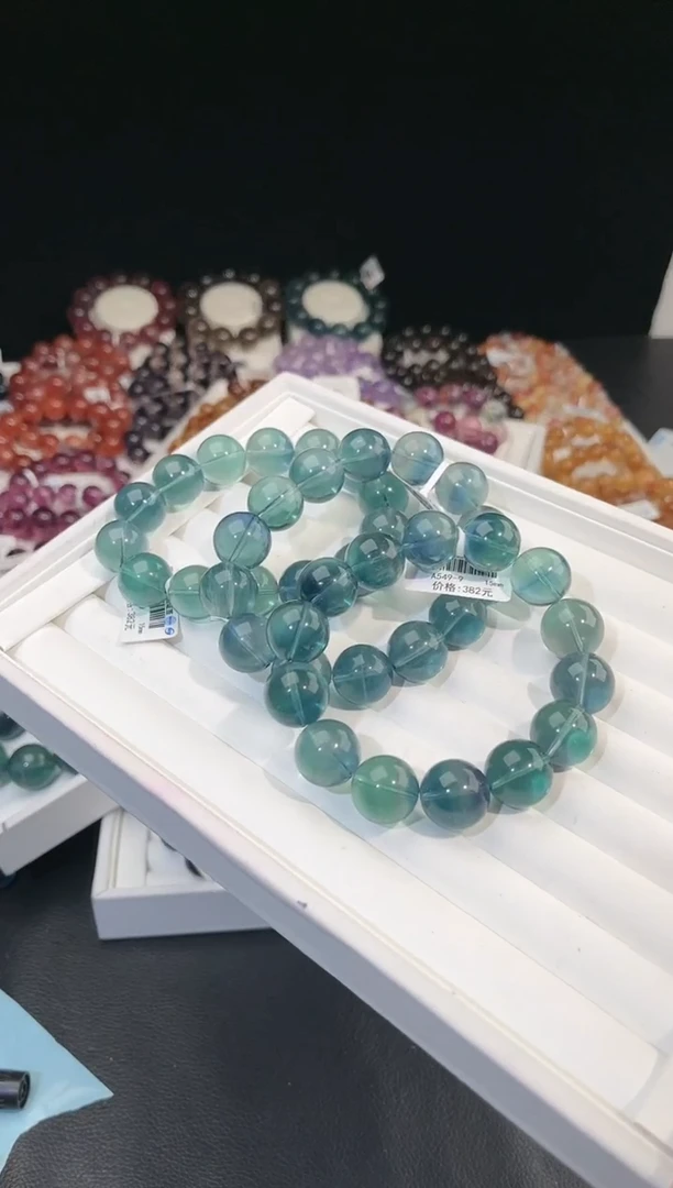 【闪购商品】萤石手链未镶嵌多样性发一蓝绿萤石15mm