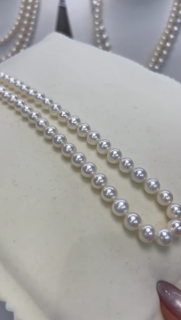 【闪购商品】淡水珍珠颈饰银S925镶嵌8-8.5mm无核白珠项链