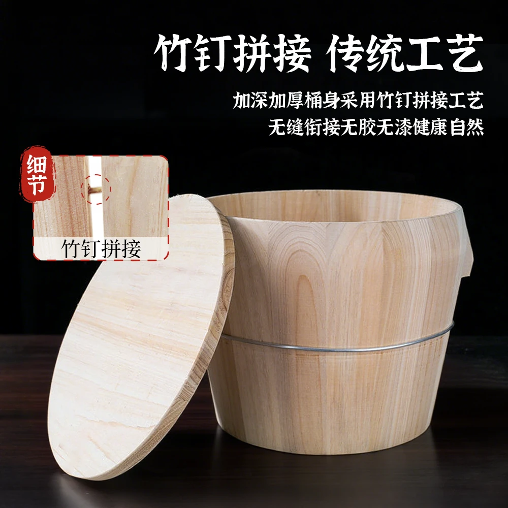 【单钢圈刺杉】木甑子木桶饭手工家用商用饭甑杉木竹木蒸饭木饭桶