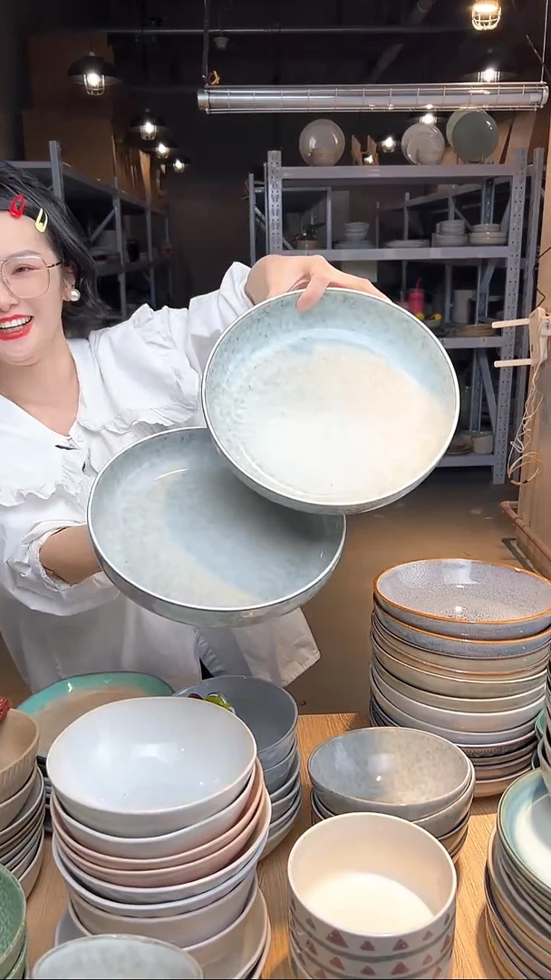 瓷87外贸尾货高温釉下彩陶瓷餐具默认微瑕