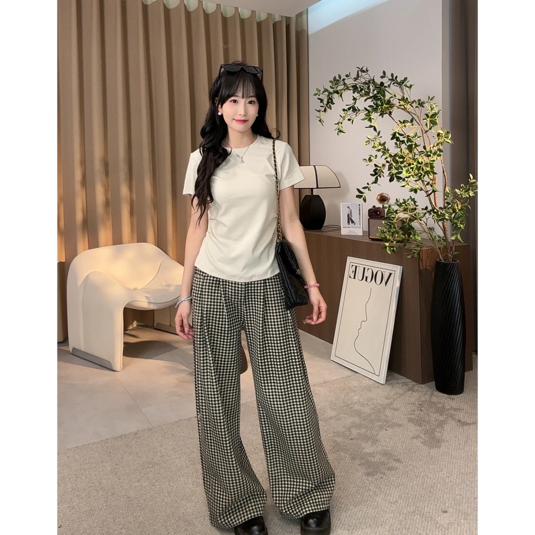 夏季2025年新款休闲纯色圆领透气时尚显瘦修身短款上衣25200