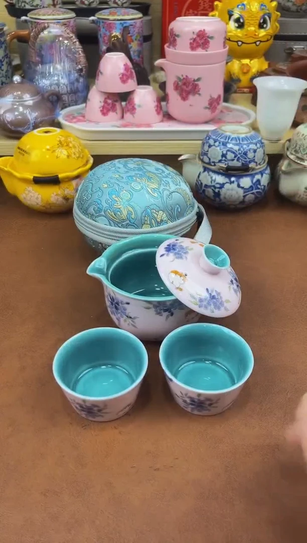 陶瓷茶具摆件旅行套组