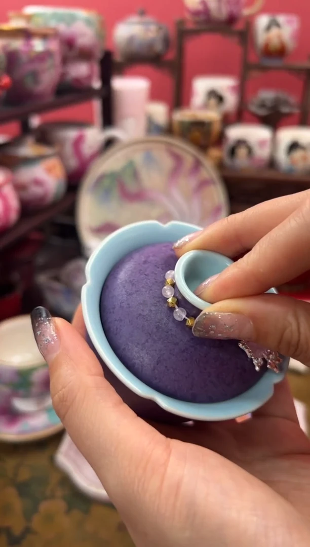 【闪购商品】紫气东来结晶花盖碗