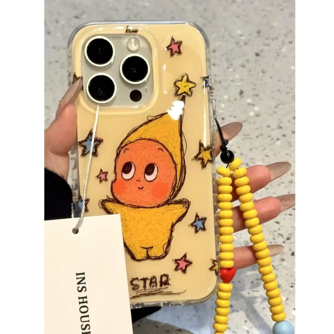 黄色星星人适用苹果17/15promax/14手机壳小米/华为创意防摔女壳