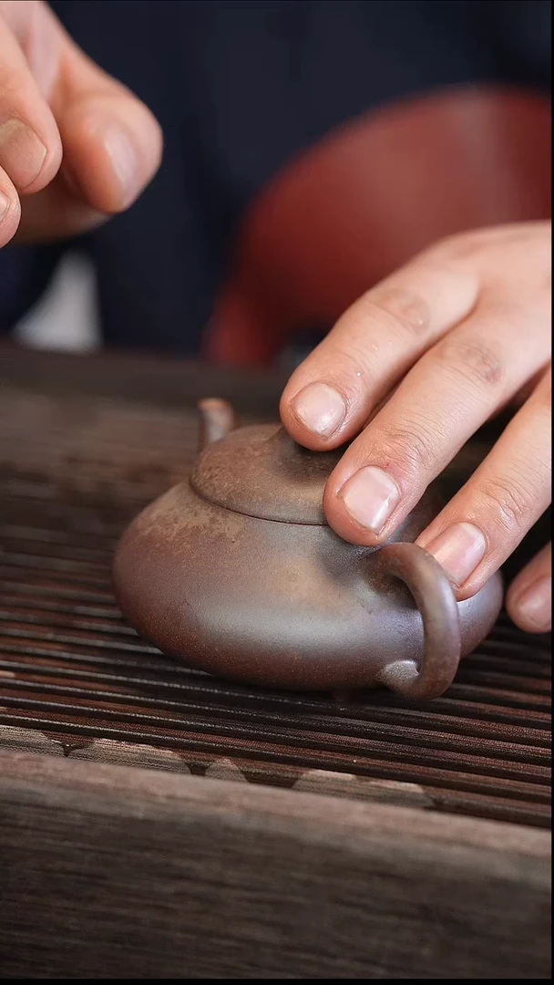 茶壶紫砂汉棠石瓢 还原烧 半手工 180cc【宽口】