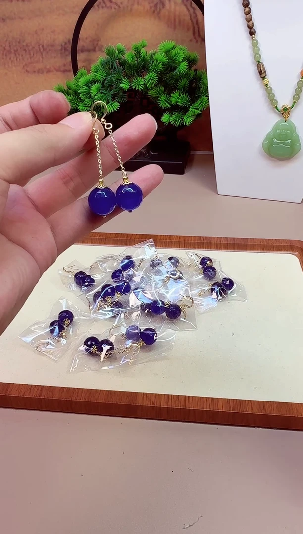 水晶耳饰14K金镶嵌A797