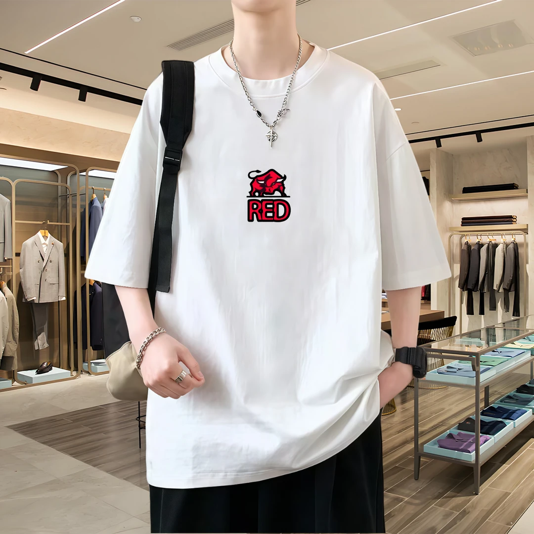 美式痞帅短袖T恤纯棉男士运动休闲百搭夏季ins宽松潮流印花圆领