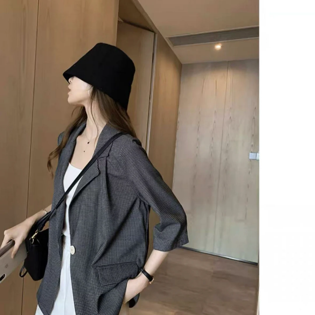 西装式格子上衣 f277