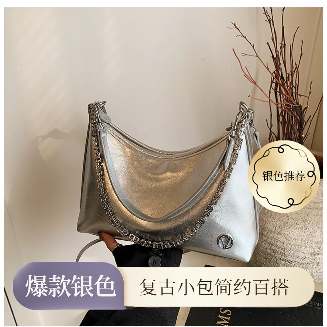 百搭简约腋下包长短肩带小众复古风斜挎包女士夏季单肩包做旧纯色