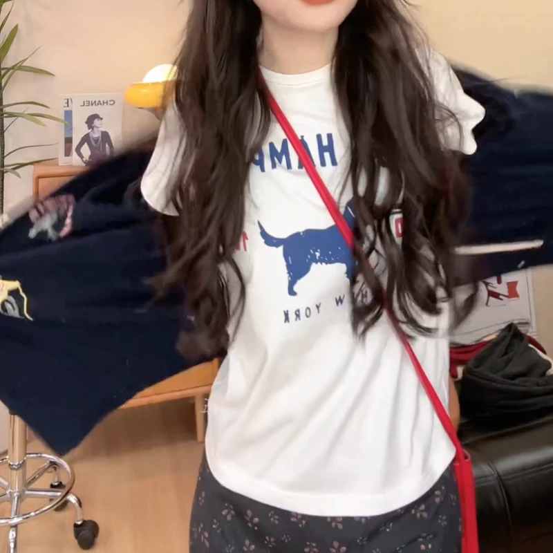 2025早春新款极简百搭宽松印花轻奢休闲短袖LK2501320