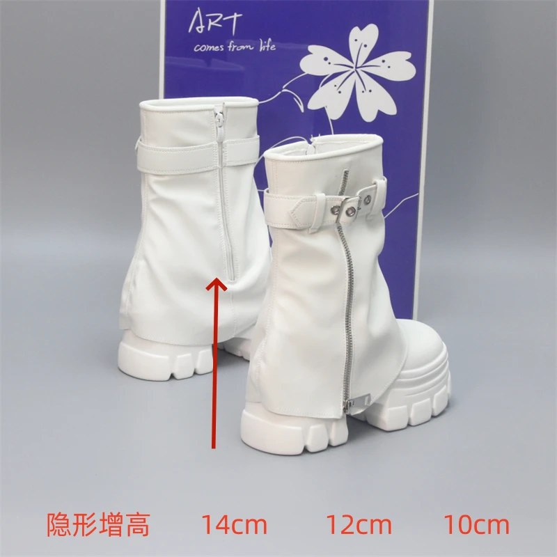 超高跟14cm马丁靴女小个子增高显瘦12cm裤管靴女时尚百搭堆堆靴