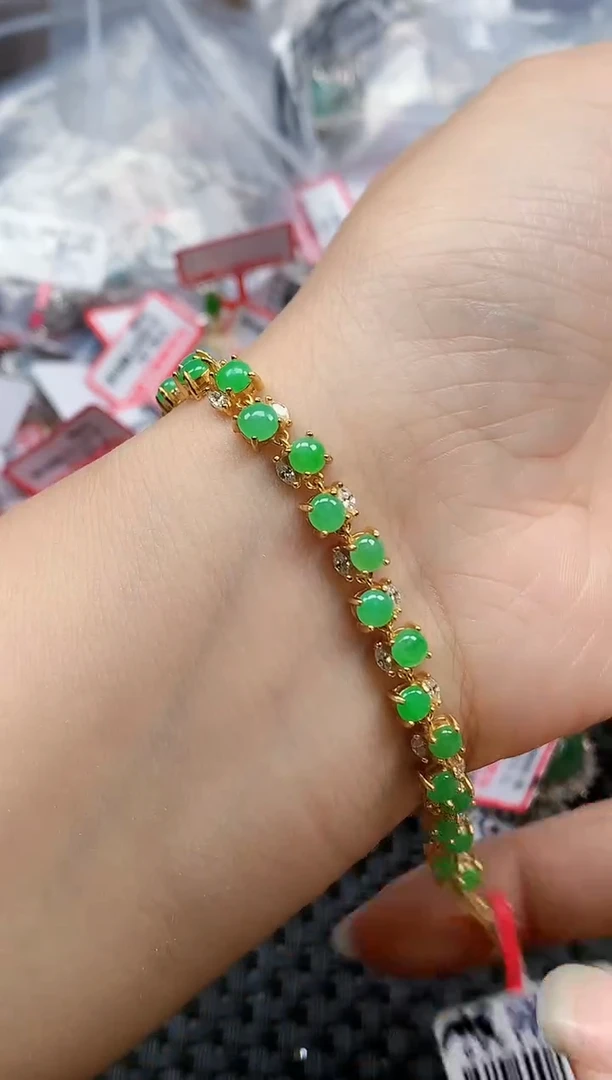 银S925镶嵌戒指翡翠天然A货缅甸翡翠