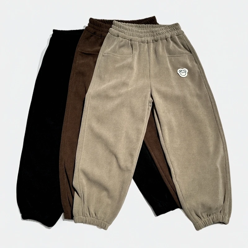 小女孩时尚洋气卫裤2025秋款潮童休闲百搭宽松裤子女童竖条纹长裤