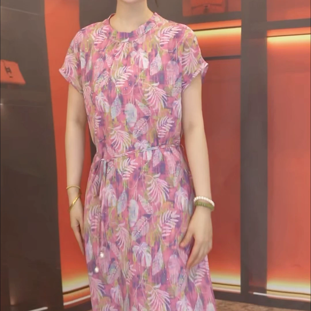 【粉黛】夏季2025新款爆款小个子老年人裙子酷飒风女装高级感