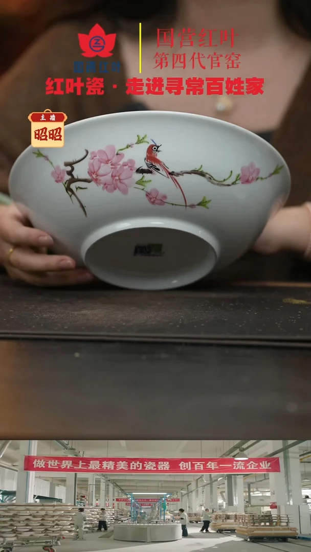 陶瓷1个微瑕水点桃花9英寸斗碗（直播间样品）