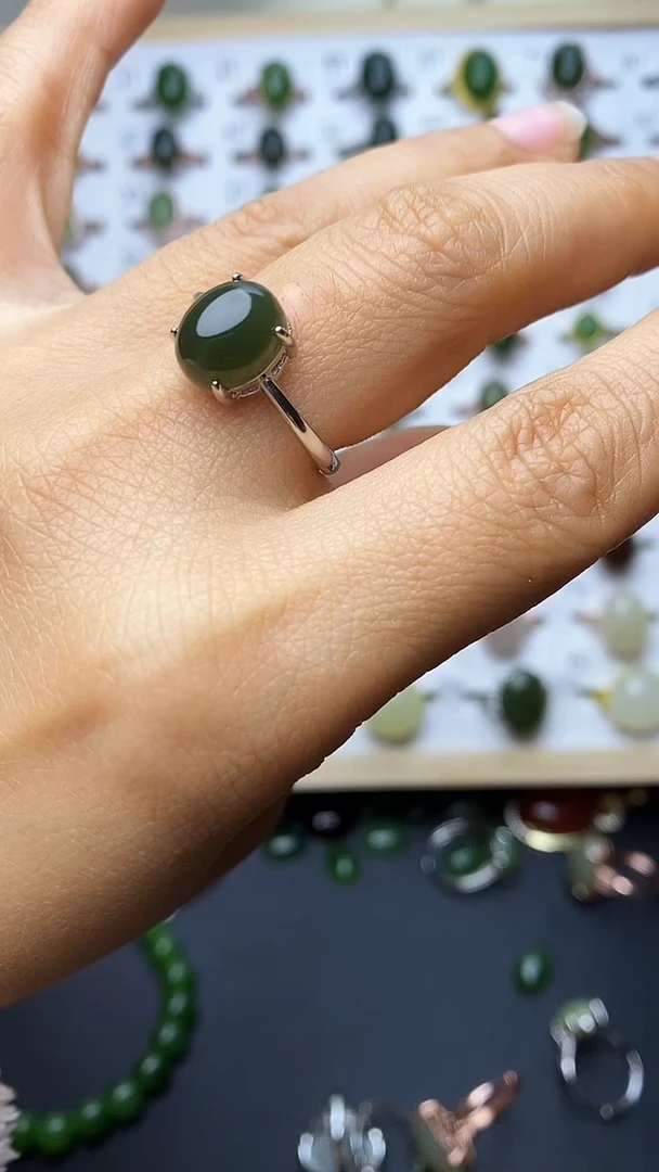 【闪购商品】和田玉戒指银S925镶嵌1