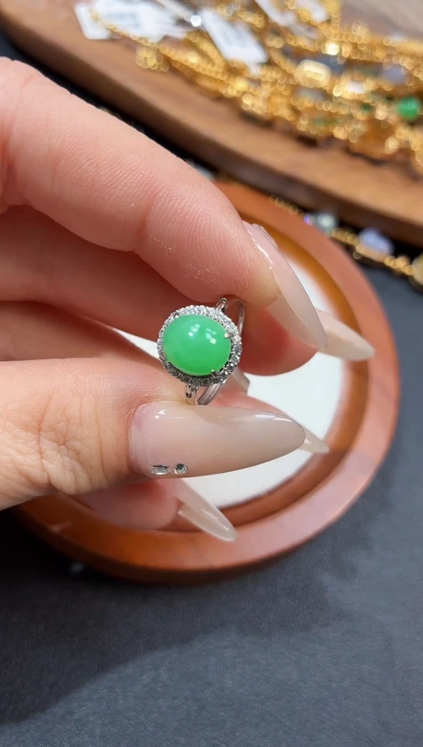 吊坠(不含链)银S925镶嵌翡翠戒指