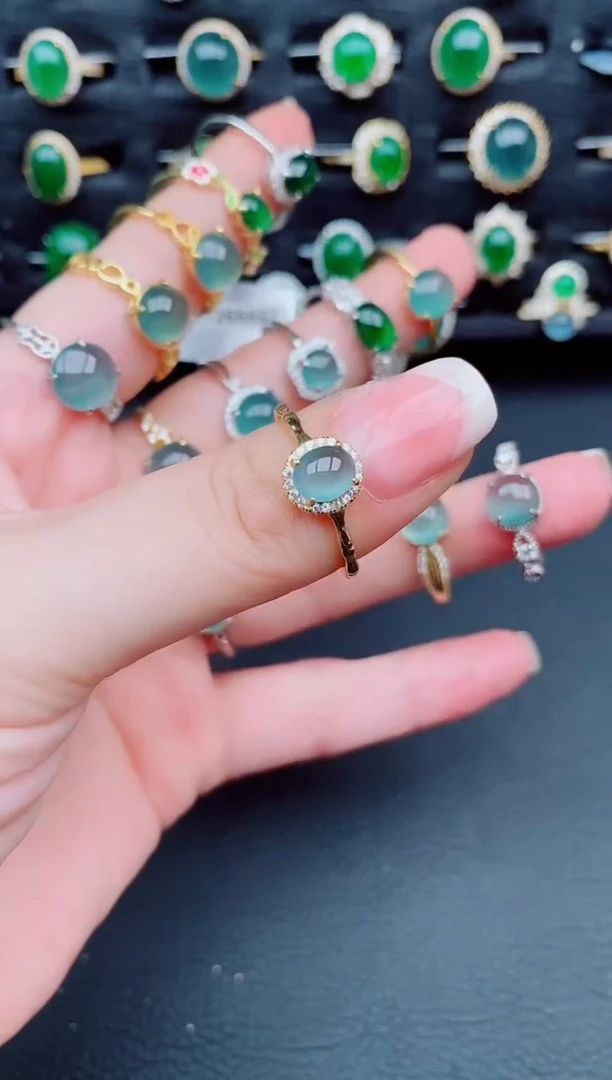 翡翠戒指银S925镶嵌天然a货翡翠278