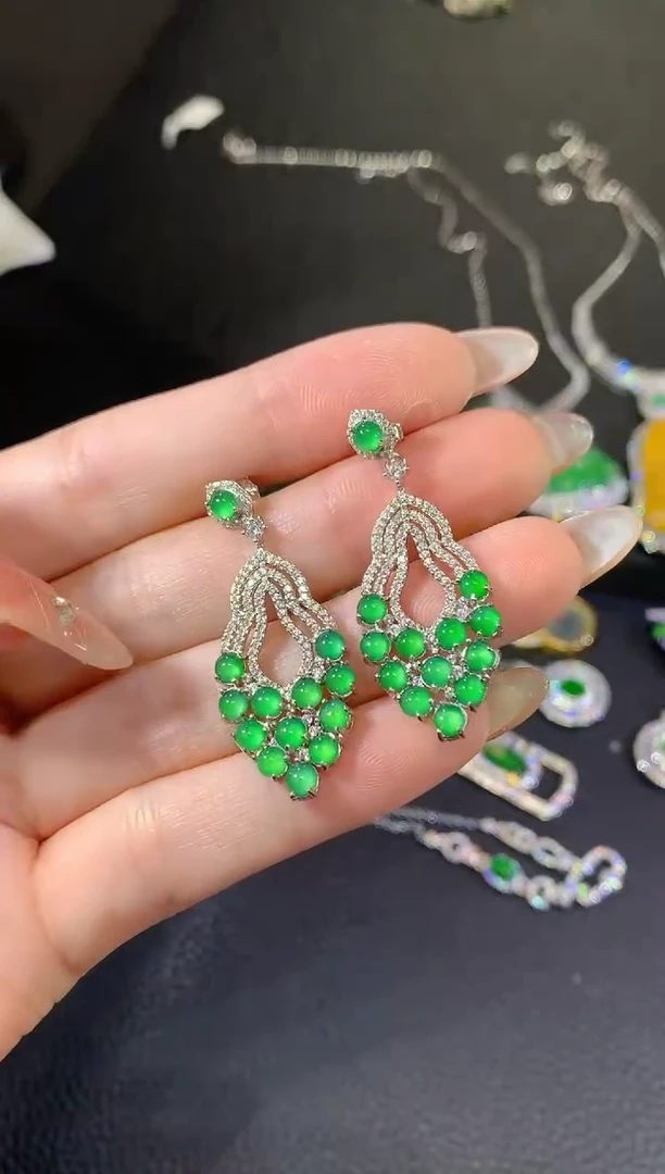 翡翠银S925镶嵌耳饰116耳饰（多样性发货一件）