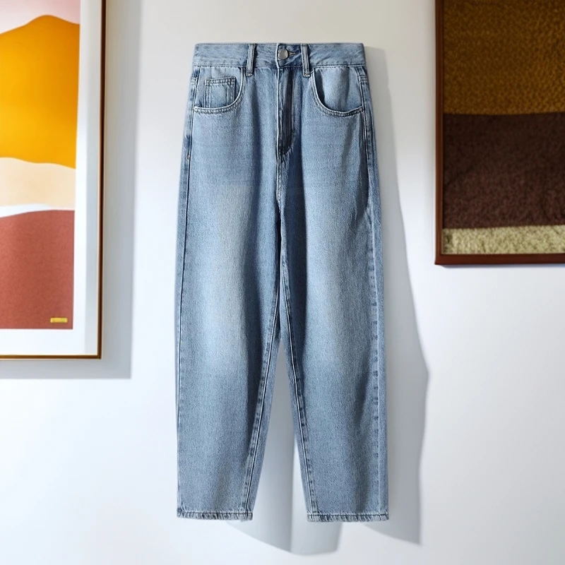 【魔】剪标新潮高腰宽松遮肚皮标舒适牛仔裤子女705品牌折扣25夏