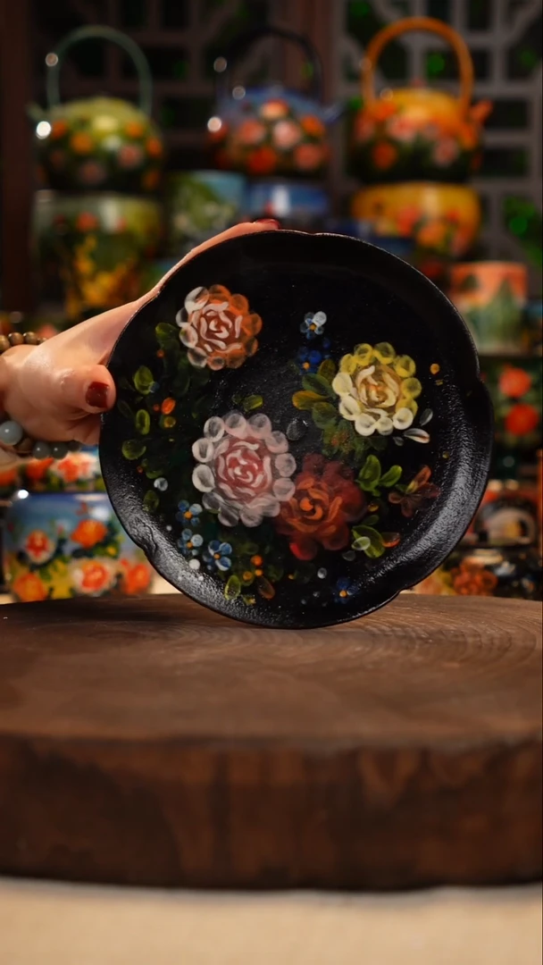 紫砂油画釉下彩手绘