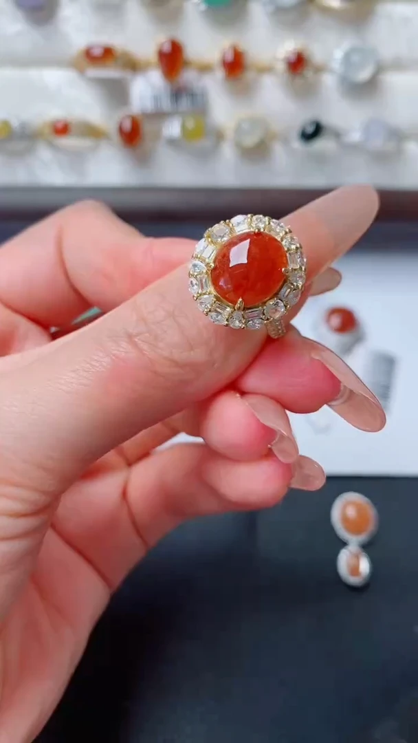 银S925镶嵌戒指翡翠...