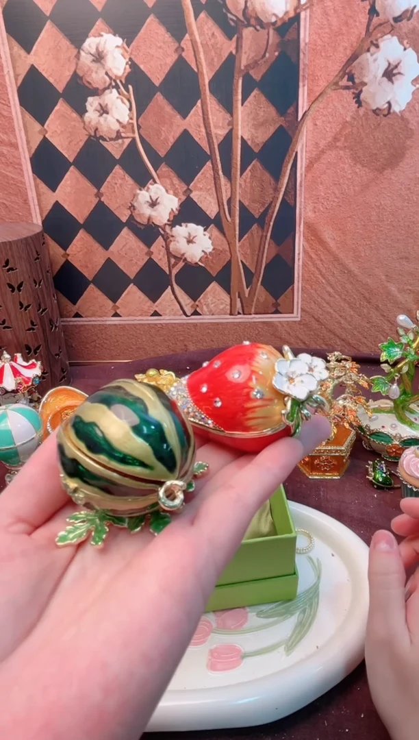 锌合金珐琅彩首饰盒摆件默认微瑕不退不换～