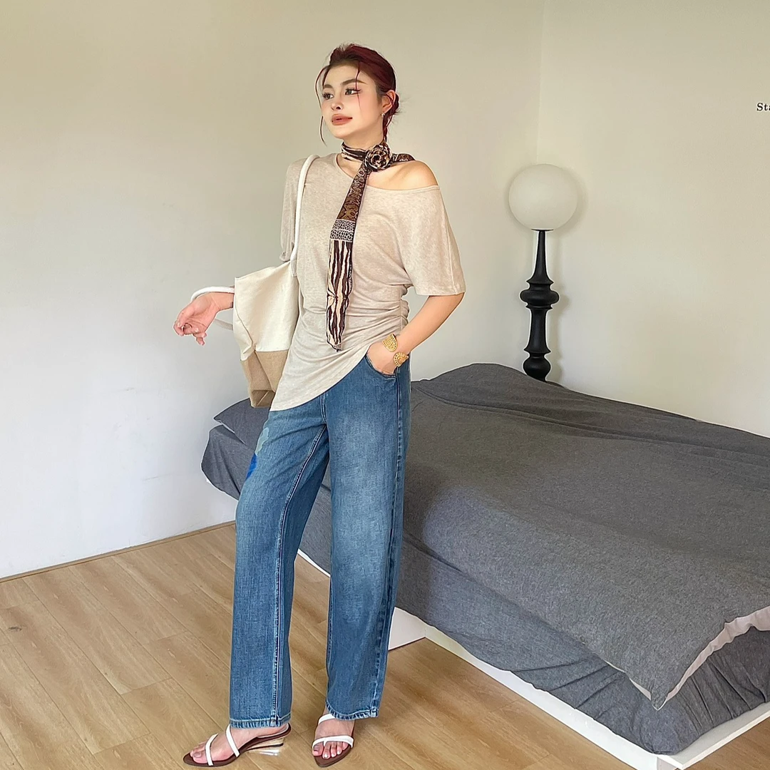 质社原创设计夏季新款弹力时髦不规则天丝羊毛短袖XF002