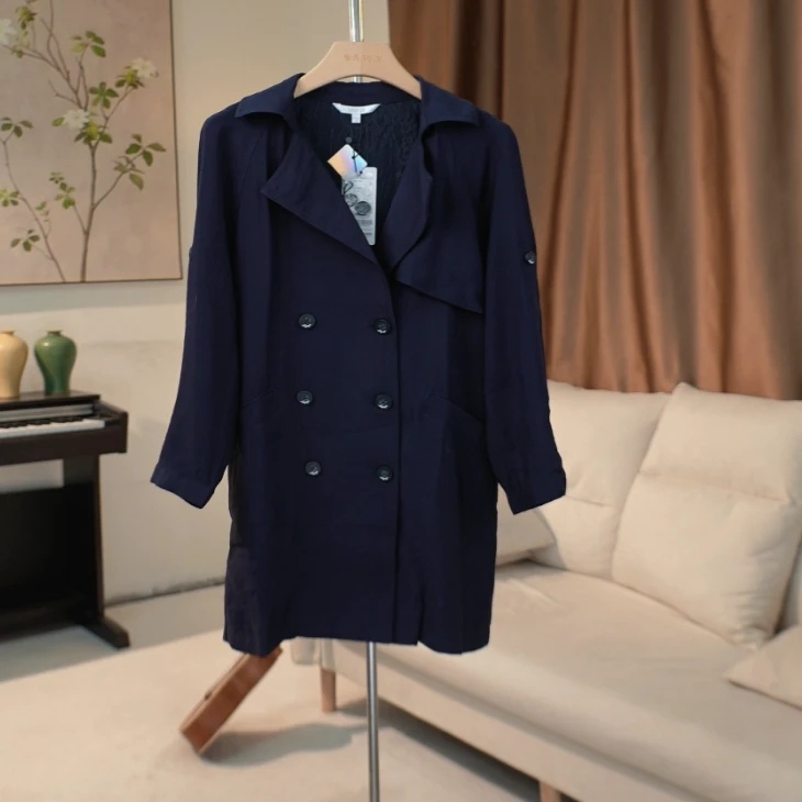 G149 秋冬质感通勤风内里蕾丝风衣女 4D61