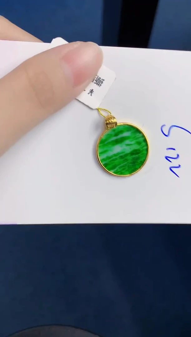 颈饰银S925镶嵌翡翠天然翡翠缅甸A货