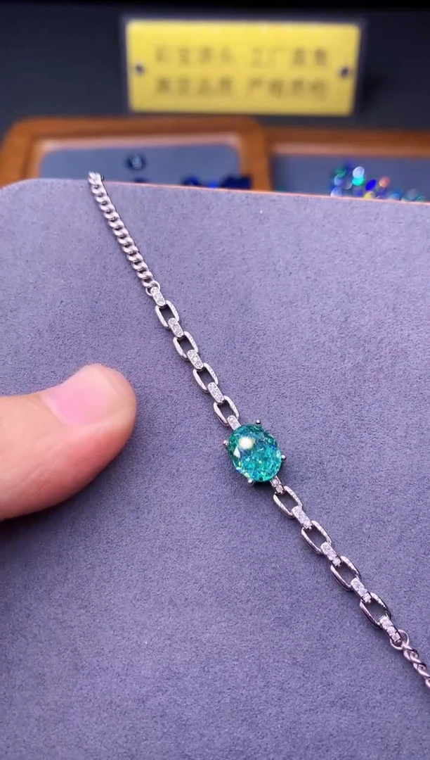 手链银S925镶嵌帕拉依巴碧玺00000