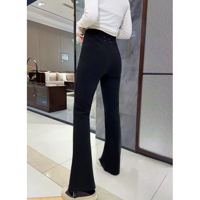 【晓琳】2025春季新款时尚百搭黑色高腰微喇休闲裤